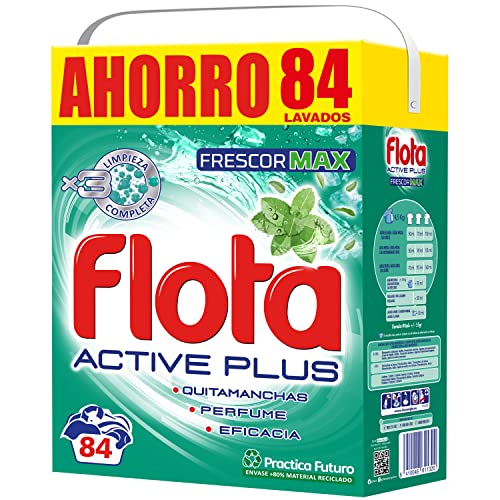 Flota Detergente Polvo Maleta Active Plus Cacitos, Blanco, 84 Unidades
