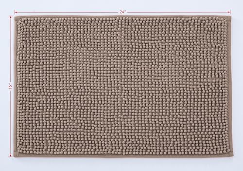 Home Beyond & HB design - Chenille Bath Rug Mat - Super Soft Non-Slip Absorbent Quick Dry Machine Washable Bathroom Mat,16x24-Inch, Taupe - 2