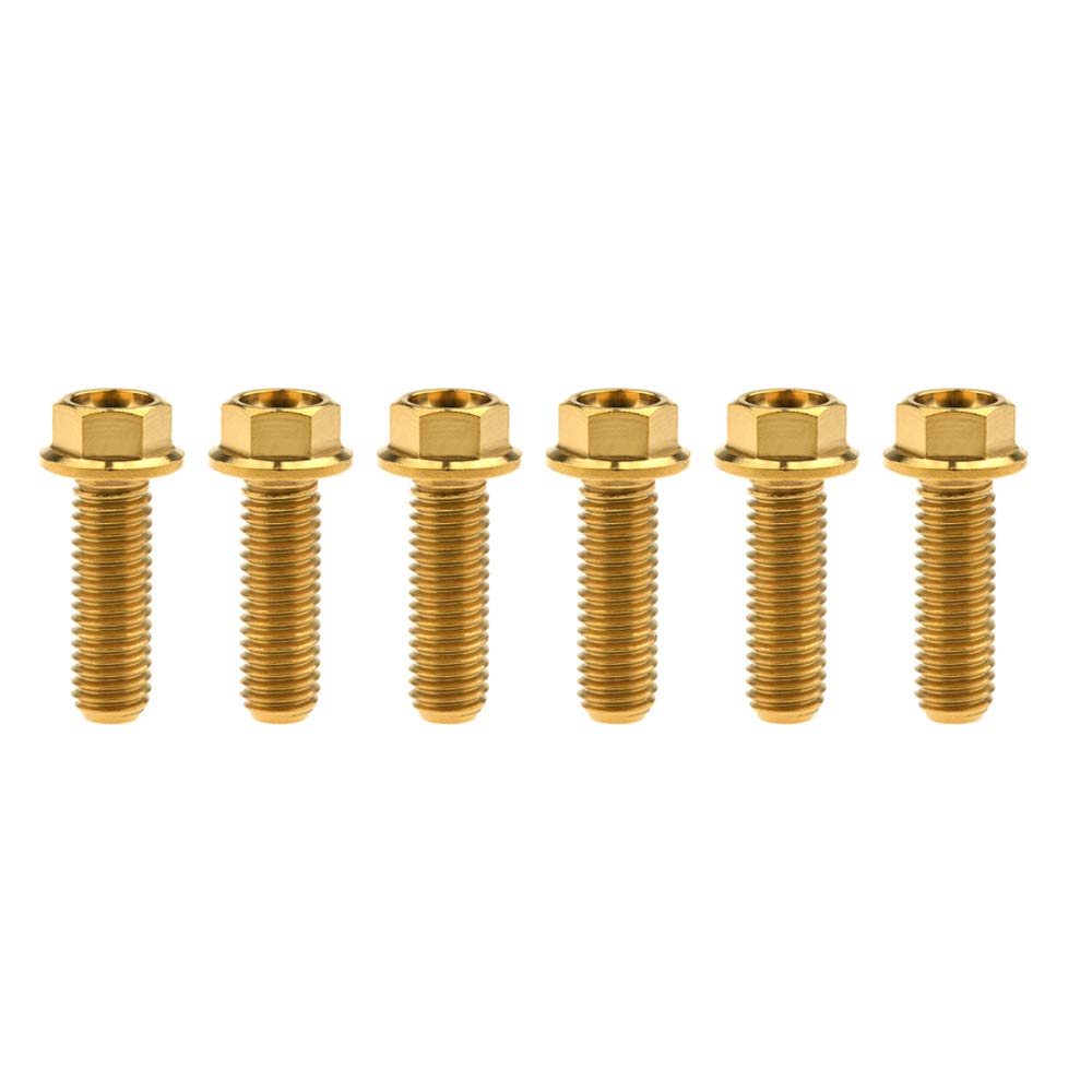 DWAMMEBRS M8x15-65mm Flange Hex Head Screws Pich 1.25mm Pack of 6 for Motorcycle Bike Parts(Gold,M8x25mm)