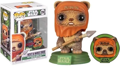 Funko POP Star Wars: Across The Galaxy - Wicket with Pin, Amazon Exclusive,Multicolor