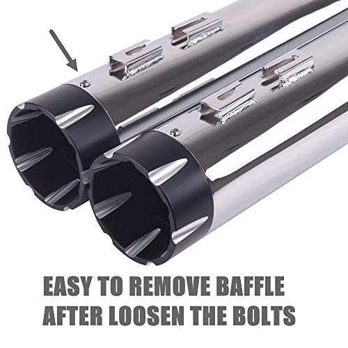 Sharkroad Chrome 4.5” Large Outlet Slip Ons Muffler Exhaust For Harley Davidson Touring 1995-2016, Fit Street Glide, Road Glide, Road King, Electra Glide, 25Cb #TOP1