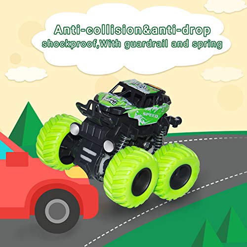 4 Pack Monster Truck Toys For Boys And Girls - Friction Powered Push And Go Toy Cars, Inertia Car Toy Set Stunt Toy Vehicles, Birthday Party Supplies For Toddlers Kids Ages 3+ #TOP5