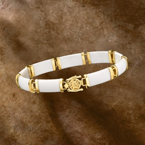 Image of Ross-Simons Good Fortune Jade Bracelet in 18kt Gold Over Sterling