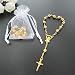 24 Pcs Mini Rosaries Gold Color Baptism with Gold Plated Accent Color - Communion Favors - Recuerditos Para Bautizo - Christening - Decenarios