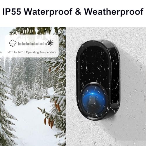 Wireless Doorbell with 3 Receivers 1 Button, PHYSEN Door Bell Ringer Wireless - 1300 Ft Range, 58 Melodies, 5 Volume Levels, LED Flash - Waterproof Wireless Doorbells for Home Classroom by PHYSEN - Image 4