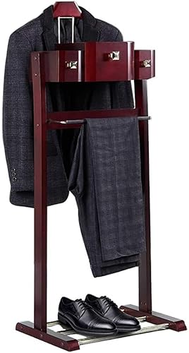 TCXSSL Soporte para armario con bandeja y cajón, colgador de valet independiente para pantalones, zapatero, cinturón de corbata, organizador fácil