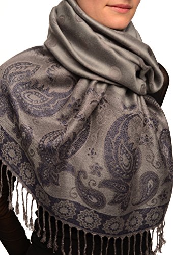 Pashmina gris contre la fraîcheur écharpe paisle... - 3