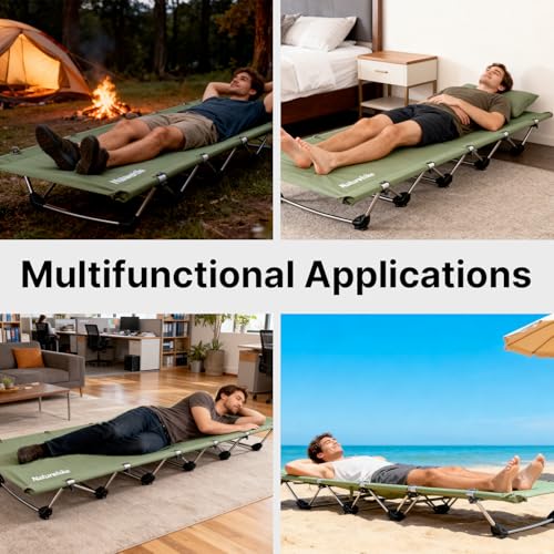 Naturehike GreenWild Portable Camping Cot, Lightweight Bed for Adults - Ideal for Camping, Hiking, Travel & Home, Supports 330lbs, Light Green - Image 7