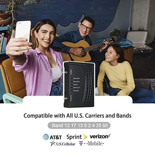 Cell Phone Signal Booster For Home With All U.s Carriers On Band 66/2/4/5/12/13/17/25 | Up To 2,000 Sq Ft |Cell Booster Boost 5G 4G& Lte With Verizon, At&T, T-Mobile & More | Fcc Approved #TOP2