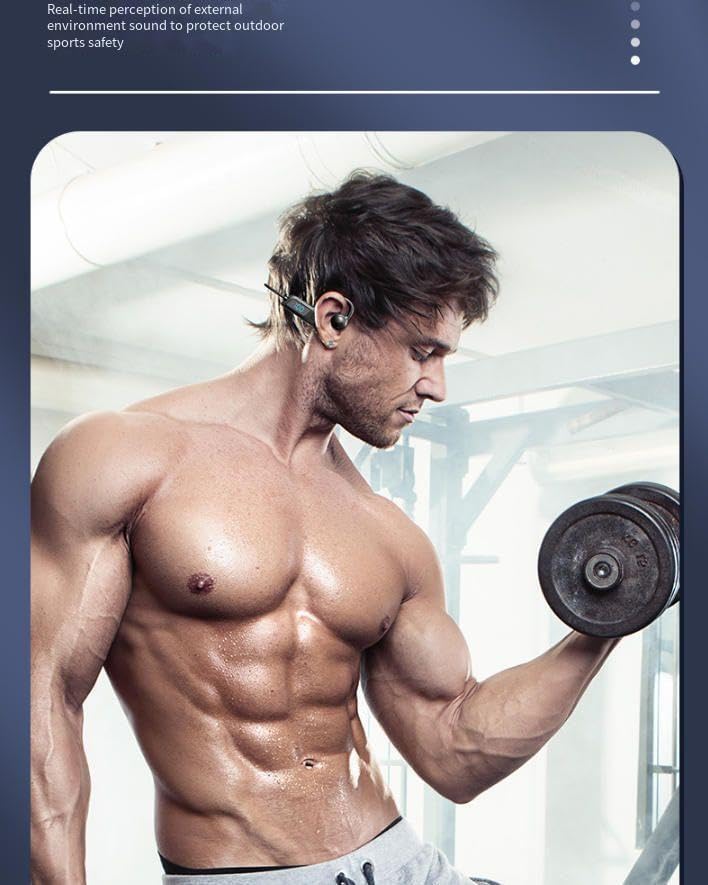 Bone Conduction Headphones Open-Ear Bluetooth 5.3 Headphones with Microphone,Waterproof Sports Earbuds Wireless Earphones for Running Workout Cycling, 8Hours of Playback Time, Call Noise Reduction