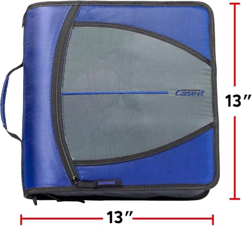 Pasta com zíper Case-it Mighty Pacote com 6 argolas de 7,6 cm com abas de 5 cores, pasta de arquivo