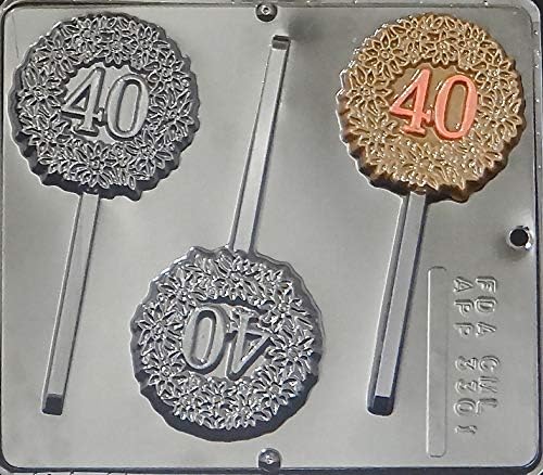 "40" Lollipop Chocolate Candy Mold for 40th Anniversary Birthday 3301