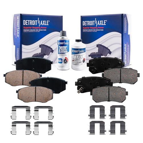 Image of Detroit Axle - FWD Brake Pads for 2010-2011 Hyundai Tucson, 2011 Kia Sportage, Front and Rear Ceramic Brake Pads w /Hardware Replacement