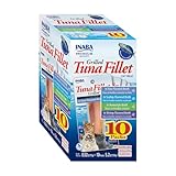 INABA Premium Grilled Tuna Fillet Cat Treats with Vitamin E and Green Tea Extract, 0.52 Ounces Each, Pack of 10, Variety Box
