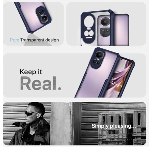 Image of Outlouders Back Cover for Oppo Reno 10 Pro 5G | Ultra Hybrid Transparent | Full Camera Protection | Raised Edge | Crystal Clear Bumper Case (Blue)