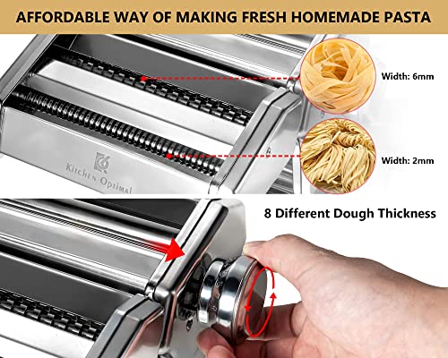 Pasta Maker - Pasta Roller - Noodle Maker Stainless Steel Manual Dough Press - Pasta Maker Machine With 8 Adjustable Thickness For Lasagna, Spaghetti, Ramen, Dumpling Skin, Polymer Clay #TOP3