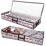 ProPik Wrapping Paper Box | Underbed Gift Wrap Storage & Organizer | 41”x14”x6” Fits 18-24 Rolls Up to 40” Long Roll | Holder for Ribbon, Bows and Accessories 2 Pack (Black)
