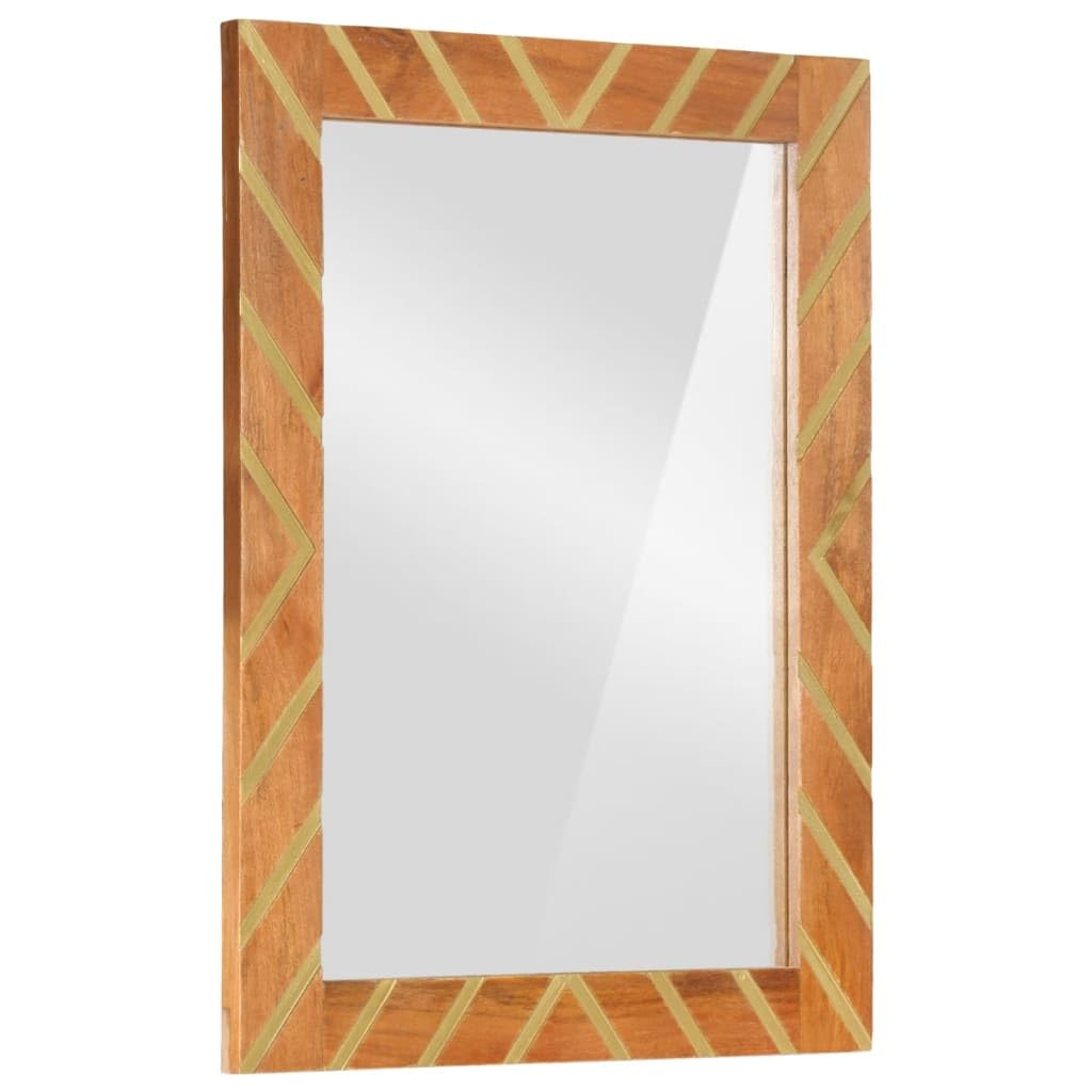 vidaXL Espejo de baño Madera Maciza Mango marrón y Cristal 50x70x3 cm