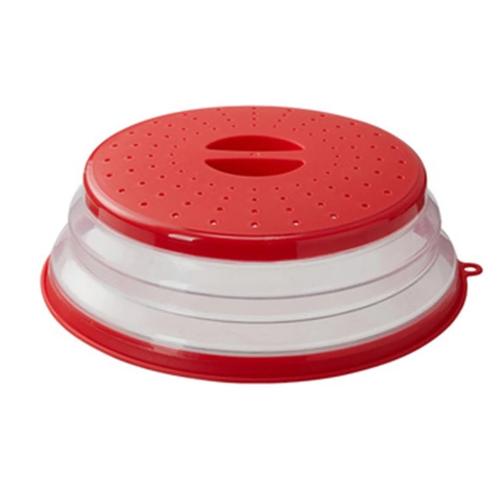 Collapsible Microwave Cover Lid Folding Silicone Plate Colander Strainer for Fruit Vegetables(Grey -1)(Red-1)