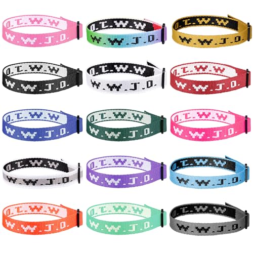 15Pcs WWJD Webbing Bracelets for Women Men Adjustable Woven Wristbands Pack What Would Jesus Do Bracelet Inspiration Church Religious Christian Gifts for Fundraisers