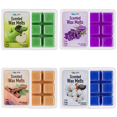 Mindful-Design-4-Pack-Scented-Wax-MeltsCubesTarts-Apple-Cinnamon-Clean-Cotton-Lavender Mindful Design 4 Pack Scented Wax MeltsCubesTarts Apple Cinnamon Clean Cotton Lavender