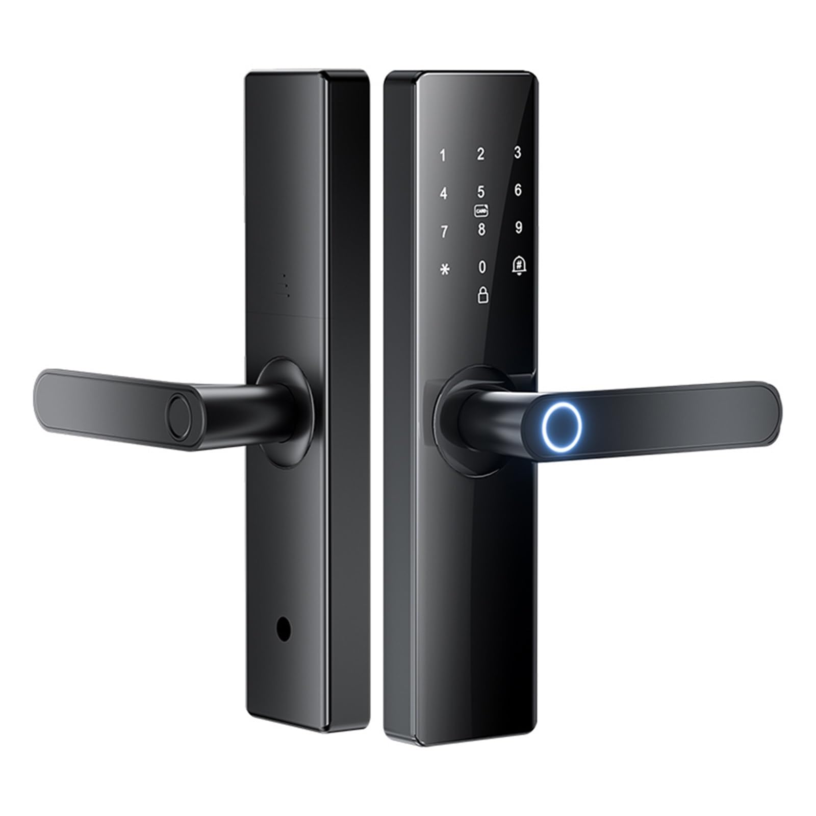 Cerradura de puerta inteligente con huella dactilar/tarjeta IC, contraseña, desbloqueo perilla eléctrica for casa, oficina y apartamento, Resistente a la intemperie
