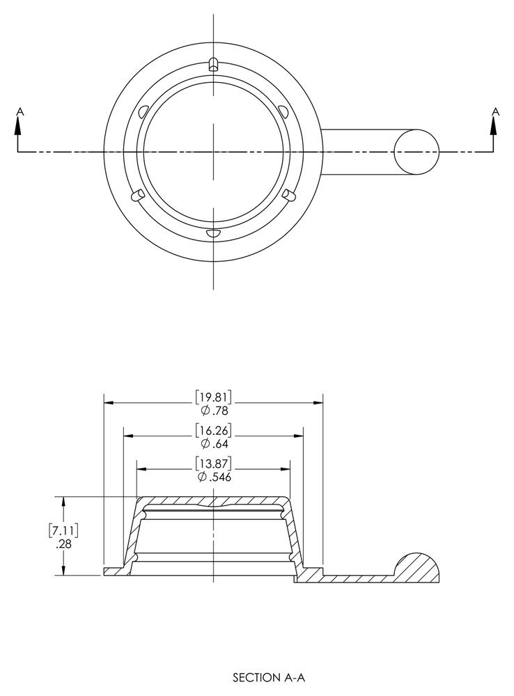 Caplugs ZSPT6Q2 Plastic Side Pull Tab Plug. SPT-6, PE-LD, Cap OD 0.78