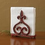 Park Designs Rue Du Marche Fleur De Lis Cast Iron Napkin Holder Red Over Black