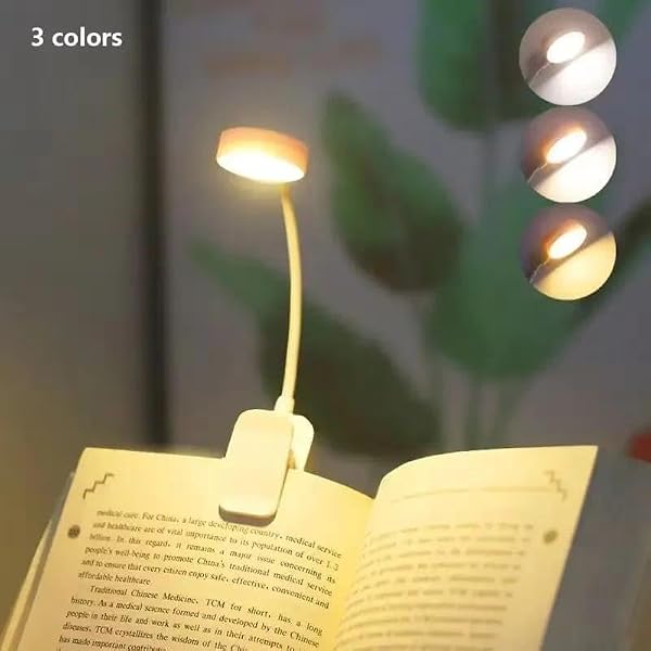 Rechargeable LED Book Light for Reading in Bed: 3 Color Temperatures Clip-on Reading Lamp with Flexible Gooseneck, Handbag with Sensor, Portable Night Light for Travel - 2