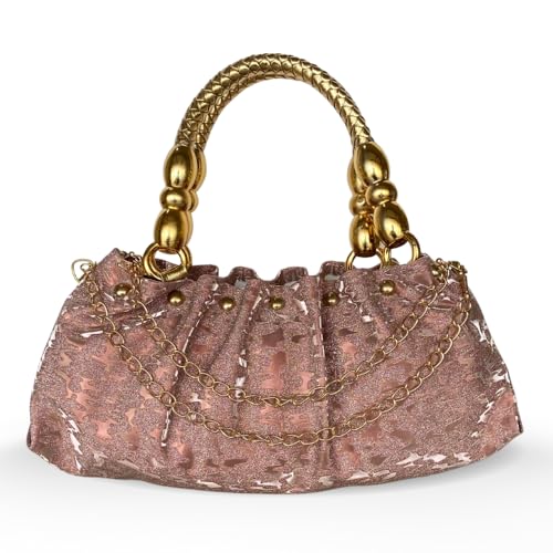 Image of SLARA Bridal Clutch Purse for Women, Elegant Evening Bag with Gold Handle and Chain Strap, Perfect for Weddings & Parties