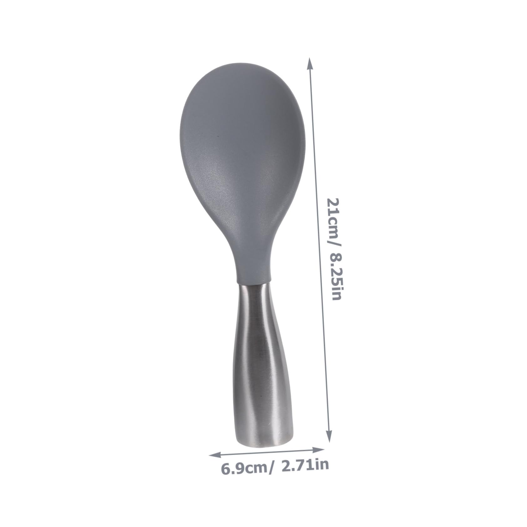 BRIGHTFUFU 1pc Stainless Steel Handle Rice Spoon Serving for Kitchen Utensils Kitchen Tableware Silicone Spoon Rice Scoop Kitchen Supply Rice Spatula Creative Spoon Grey