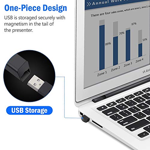 DinoFire for Bluetooth Powerpoint Presentation Clicker RF 2.4GHz PPT Wireless Presenter Presentation Remote Powerpoint Clicker Remote for Mac/Windows/Keynote/Computer (Not for iPad)