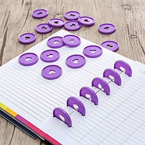 Miniatura 7 de 60 discos de plástico para carpeta de hojas sueltas, 6 colores de discos de expansión de disco y anillos para añadir páginas, notas u obras de arte