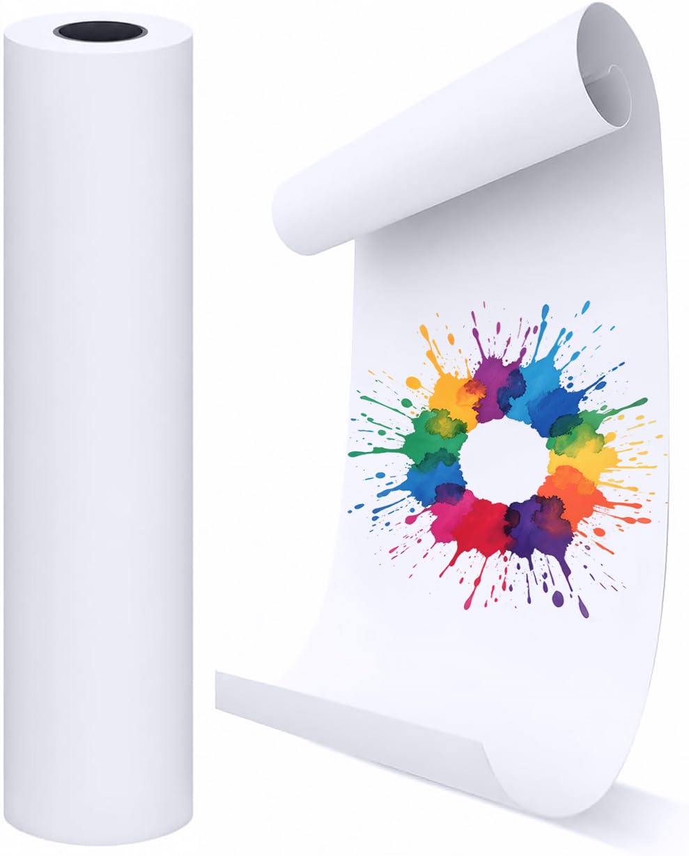 Drawing Paper Roll 44CM X 20M, White Arts Craft Paper Roll for Painting Sketching, Gift Wrapping Paper and Kids Creative Projects, Easel Bulletin Board Poster Making Paper and Wall Art