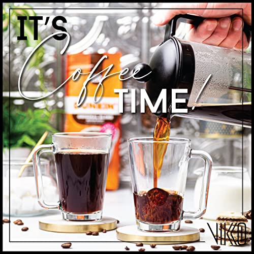 Vikko 9 Ounce Glass Coffee Mugs, Thick And Durable, For Coffee, Tea, Cider, Microwave And Dishwasher Safe , Set Of 12 Clear Glass Mugs, 3” Diameter X 4.5 Tall #TOP2