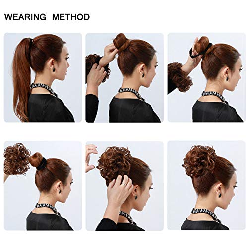 Messy Bun Hair Piece Thick Updo Scrunchies Synthetic Hair Extensions Ponytail Hair Wig Hairpiece Dark Brown With Golden Brown Highlight #TOP5