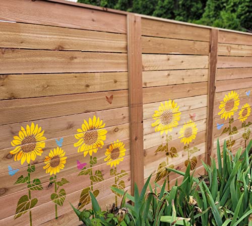 GSS Designs - Plantillas de girasol de 12 x 16 pulgadas para pintar sobre madera, lienzo, tela, muebles, paredes, muebles, plantillas reutilizables de girasol para decoración de valla de jardín 🔥