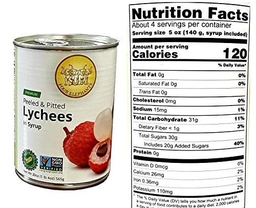 Four Elephants Premium Lychee in Syrup - 20oz Certified Non-GMO and Gluten Free (1) - Thumbnail 2