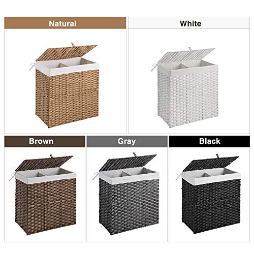 Greenstell Laundry Hamper with 2 Removable Liner Bags, Divided Clothes