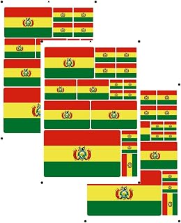 vmcoatdu Bolivia Flag Laser Printing Sticker 3 Pcs Decal in Multiple Sizes Stickers (Yellow Bolivia)
