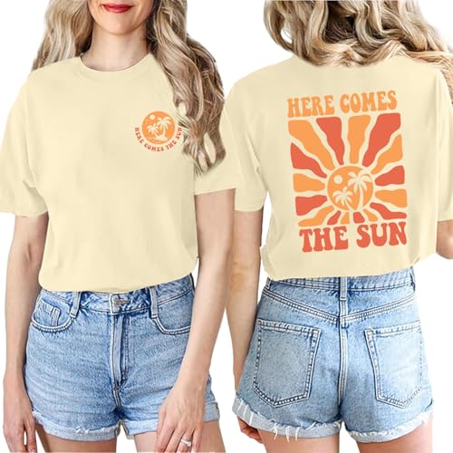 Womens Hawaiian Shirts Summer Casual Beach Sunshine Tropical T-Shirt Graphic Tees Short Sleeve Tops2