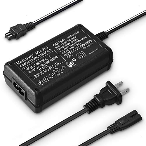 Koicaxy AC-L200 AC Power Adapter Charger, Sony Handycam Charger for Sony HDR-CX405 DCR-SX40, DCR-SX41, DCR-SX45, DCR-SX60, DCR-SX63, DCR-DVD105, DVD108, DVD308, DVD610, DSC-HX100V, FDR-AX100 AX40 AX33