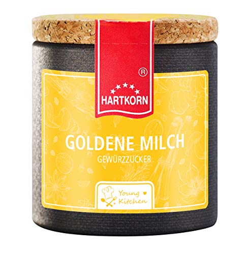 Goldene Milch (Kurkuma Latte) - Gewürz - 70 g in der Young Kitchen Pappwickeldose mit Korkdeckel von Hartkorn - wiederverschließbar und wiederbefüllbar Cover