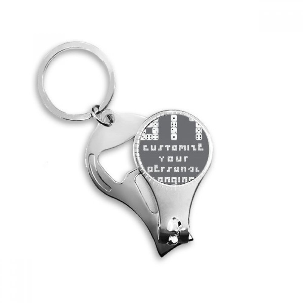 Porte-clés avec motif illustré anglais, clou et décapsuleur intégré