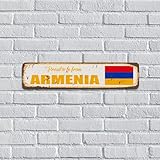 Metallschild mit Aufschrift 'Proud to Be from Armenia', 10,2 x 45,7 cm, Nationalflagge, nautisches Geschenk, personalisiertes Metall-Blechschild für Hinterhof, Innenbereich, Café, Bar, Männerhöhle