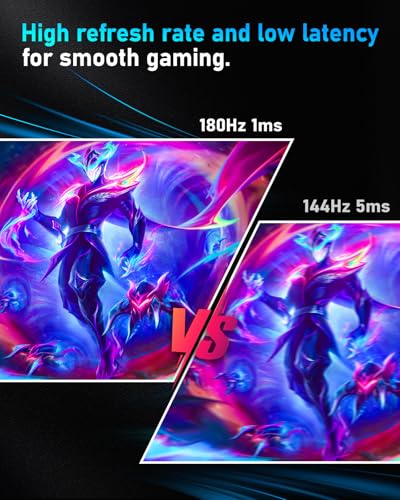 Image of FYHXele 24 Inch Gaming Monitor FHD 1080P Fast IPS 180Hz, 165Hz Refresh Rate, 1ms, HDR Computer Monitor, HDMI, DisplayPort, Eye Care for Gamers, Compatible Wall Mountable Installs-Black