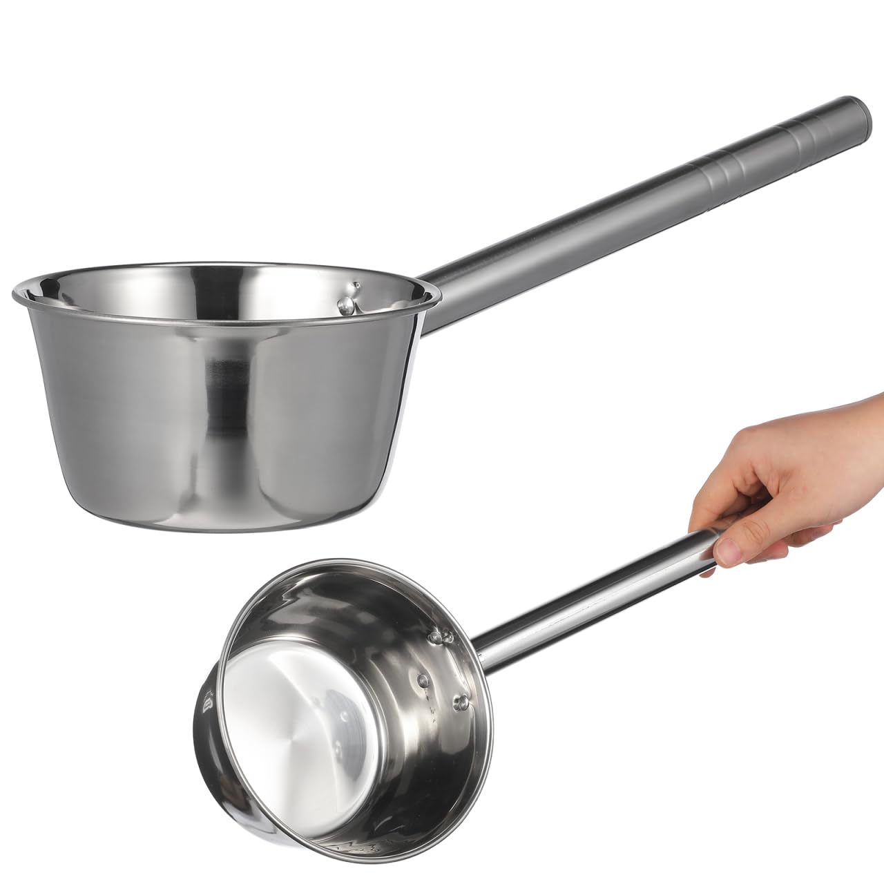 Veemoon Mestolo in acciaio inox, 1 litro, con manico lungo 16 cm, mestolo di alta qualità, ideale per cucina e giardino, lavabile in lavastoviglie, perfetto accessorio da cucina per zuppe e salse