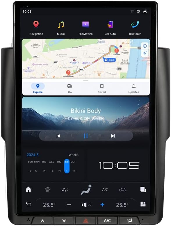 NAKEVICH 14.4 Inch Qualcomm Android Car Radio for Dodge RAM 1500 2500 3500 2013-2018 Trucks Stereo Upgrade Tesla Style Head Unit Multimedia IPS Touch Screen Android Auto Player GPS Navigation