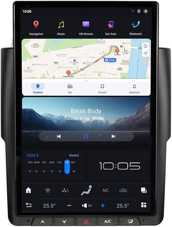 14.4 Inch Qualcomm Android Car Radio for Dodge RAM 1500 2500 3500 2013-2018 Trucks Stereo Upgrade Tesla Style Head Unit Multimedia IPS Touch Screen Android Auto Player GPS Navigation