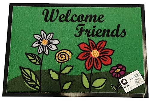 Generico Zerbino Asciugapassi Quickly Antiscivolo Antinciampo Tessitura Morbida Retro Gommato Varie Misure 100% Made in Italy tappeto asciugapasso (45x75 cm, WELCOME FLOWER)